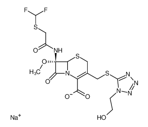 Sodium; (S)-7-(2-difluoromethylsulfanyl-acetylamino)-3-[1-(2-hydroxy-ethyl)-1H-tetrazol-5-ylsulfanylmethyl]-7-methoxy-8-oxo-5-thia-1-aza-bicyclo[4.2.0]oct-2-ene-2-carboxylate_98043-78-8