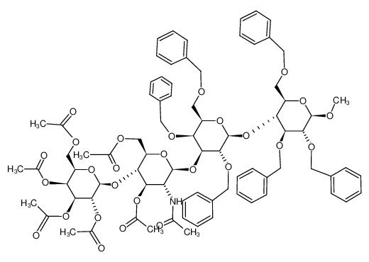 methyl 4-O-(3-O-(2-acetamido-3,6-di-O-acetyl-2-deoxy-4-O-(2,3,4,6-tetra-O-acetyl-β-D-galactopyranosyl)-β-D-glucopyranosyl)-2,4,6-tri-O-benzyl-β-D-galactopyranosyl)-2,3,6-tri-O-benzyl-β-D-glucopyranoside_98151-18-9