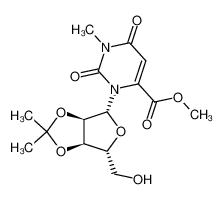 3-(O2,O3-isopropylidene-β-D-ribofuranosyl)-1-methyl-2,6-dioxo-1,2,3,6-tetrahydro-pyrimidine-4-carboxylic acid methyl ester_98221-47-7