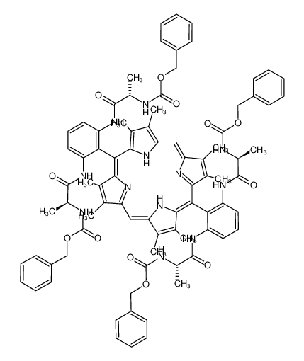 tetrabenzyl ((2S,2'S,2'S,2''S)-(((2,3,7,8,12,13,17,18-octamethylporphyrin-5,15-diyl)bis(benzene-2,1,3-triyl))tetrakis(azanediyl))tetrakis(1-oxopropane-1,2-diyl))tetracarbamate_98229-30-2