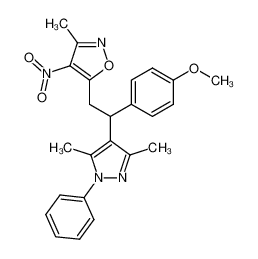5-[2-(3,5-Dimethyl-1-phenyl-1H-pyrazol-4-yl)-2-(4-methoxy-phenyl)-ethyl]-3-methyl-4-nitro-isoxazole_98239-48-6