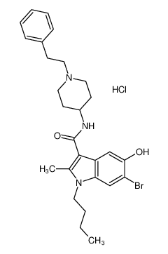 6-Bromo-1-butyl-5-hydroxy-2-methyl-N-(1-(2-phenylethyl)-4-piperidyl)indole-3-carboxamide hydrochloride_98290-88-1