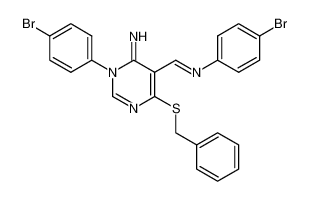 [1-[4-Benzylsulfanyl-1-(4-bromo-phenyl)-6-imino-1,6-dihydro-pyrimidin-5-yl]-meth-(E)-ylidene]-(4-bromo-phenyl)-amine_98381-51-2