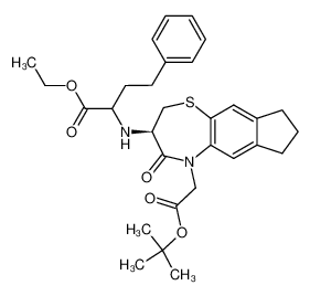 2-((R)-9-tert-Butoxycarbonylmethyl-8-oxo-2,3,6,7,8,9-hexahydro-1H-5-thia-9-aza-cyclohepta[f]inden-7-ylamino)-4-phenyl-butyric acid ethyl ester_98420-29-2