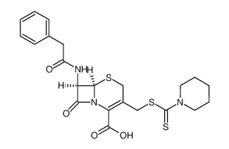 (6R)-8-oxo-7t-(2-phenyl-acetylamino)-3-(piperidine-1-carbothioylsulfanylmethyl)-(6rH)-5-thia-1-aza-bicyclo[4.2.0]oct-2-ene-2-carboxylic acid_988-52-3