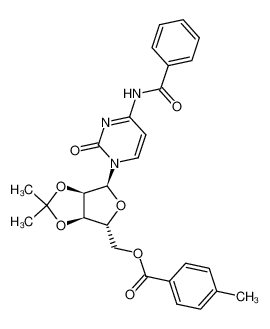 4-Methyl-benzoic acid (3aR,4R,6S,6aR)-6-(4-benzoylamino-2-oxo-2H-pyrimidin-1-yl)-2,2-dimethyl-tetrahydro-furo[3,4-d][1,3]dioxol-4-ylmethyl ester_98807-29-5