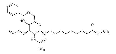 8-methoxycarbonyloctyl 2-acetamido-3-O-allyl-6-O-benzyl-2-deoxy-β-D-glucopyranoside_98807-80-8