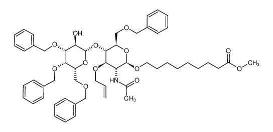 8-methoxycarbonyloctyl 2-acetamido-3-O-allyl-6-O-benzyl-2-deoxy-4-O-(3,4,6-tri-O-benzyl-β-D-galactopyranosyl)-β-D-glucopyranoside_98807-82-0