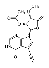 Acetic acid (2R,3R,4S)-2-(5-cyano-4-oxo-3,4-dihydro-pyrrolo[2,3-d]pyrimidin-7-yl)-4-methoxy-5-methylene-tetrahydro-furan-3-yl ester_98890-75-6