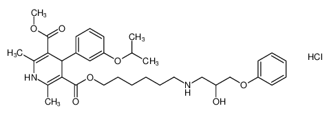3,5-Pyridinedicarboxylic acid,1,4-dihydro-2,6-dimethyl-4-[3-(1-methylethoxy)phenyl]-,6-[(2-hydroxy-3-phenoxypropyl)amino]hexyl methyl ester,monohydrochloride_99048-09-6