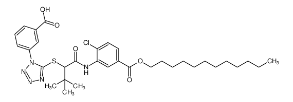 Benzoic acid,3-[[2-[[1-(3-carboxyphenyl)-1H-tetrazol-5-yl]thio]-3,3-dimethyl-1-oxobutyl]amino]-4-chloro-, 1-dodecyl ester_99093-17-1