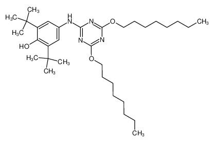 4-(4,6-bis-octyloxy-[1,3,5]triazin-2-ylamino)-2,6-di-tert-butyl-phenol_991-83-3
