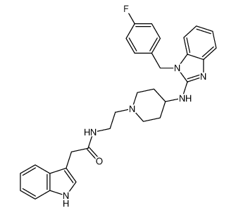 N-(2-(4-((1-(4-fluorobenzyl)-1H-benzo[d]imidazol-2-yl)amino)piperidin-1-yl)ethyl)-2-(1H-indol-3-yl)acetamide_99138-43-9
