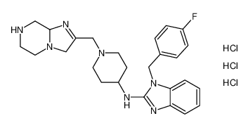 1-(4-fluorobenzyl)-N-(1-((3,5,6,7,8,8a-hexahydroimidazo[1,2-a]pyrazin-2-yl)methyl)piperidin-4-yl)-1H-benzo[d]imidazol-2-amine trihydrochloride_99158-17-5