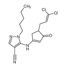 5-((4-(3,3-dichloroallyl)-3-oxocyclopent-1-en-1-yl)amino)-1-pentyl-1H-pyrazole-4-carbonitrile_99196-31-3