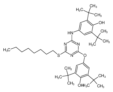 6-(4-hydroxy-3,5-di-t-butylanilino)-4-(4 -hydroxy-3,5-di-t-butylphenoxy)-2-(n-octylthio) 1,3,5-triazine_992-54-1