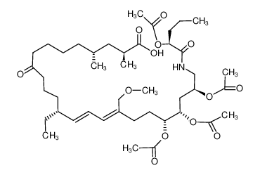 (2S,4R,13R,14E,16E,20R,21S,23S,24(2S))-(-)-20,21,23-Triacetoxy-24-(2-acetoxy-1-oxopentylamino)-13-ethyl-17-methoxymethyl-2,4-dimethyl-9-oxo-14,16-tetracosadiensaeure_99218-92-5