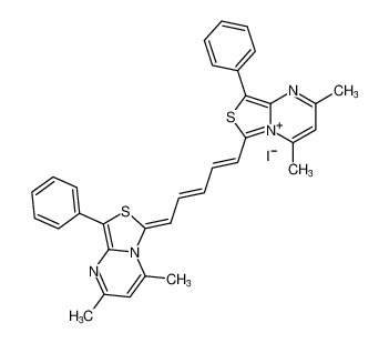 6-((1E,3E,5Z)-5-(2,4-dimethyl-8-phenyl-6H-thiazolo[3,4-a]pyrimidin-6-ylidene)penta-1,3-dien-1-yl)-2,4-dimethyl-8-phenylthiazolo[3,4-a]pyrimidin-5-ium iodide_99285-84-4