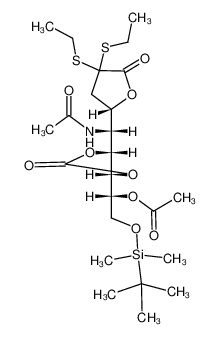 5-Acetamino-8-O-acetyl-6,7-carbonato-9-O-tert.butyl-dimethylsilyl-3,5-didesoxy-D-glycero-D-galakto-2-keto-nononsaeure-γ-lacton-diethylmercaptal_99336-36-4