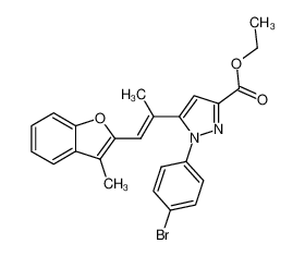 1-(4-Bromo-phenyl)-5-[(E)-1-methyl-2-(3-methyl-benzofuran-2-yl)-vinyl]-1H-pyrazole-3-carboxylic acid ethyl ester_99410-85-2
