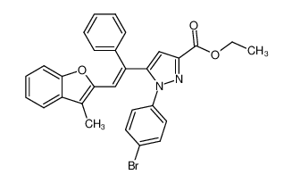 1-(4-Bromo-phenyl)-5-[(E)-2-(3-methyl-benzofuran-2-yl)-1-phenyl-vinyl]-1H-pyrazole-3-carboxylic acid ethyl ester_99410-93-2