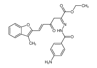 (E)-2-[(4-Amino-benzoyl)-hydrazono]-6-(3-methyl-benzofuran-2-yl)-4-oxo-hex-5-enoic acid ethyl ester_99411-44-6