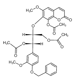 Acetic acid 7-[(1R,2S)-2-acetoxy-1-acetoxymethyl-2-(4-benzyloxy-3-methoxy-phenyl)-ethoxy]-6-methoxy-2-oxo-2H-chromen-8-yl ester_99430-22-5