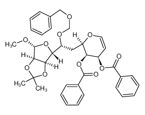 (2R,3S,4R)-2-((R)-2-((benzyloxy)methoxy)-2-((3aR,4R,6R,6aR)-6-methoxy-2,2-dimethyltetrahydrofuro[3,4-d][1,3]dioxol-4-yl)ethyl)-3,4-dihydro-2H-pyran-3,4-diyl dibenzoate_99441-11-9