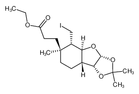 (2R,3R,3aR,6S,7R,7aS)-6β-((ethoxycarbonyl)ethyl)-7-(iodomethyl)-2,3-(isopropylidenedioxy)-6-methyloctahydrobenzo(3,4-b)furan_99457-80-4