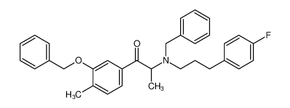2-(benzyl(3-(4-fluorophenyl)propyl)amino)-1-(3-(benzyloxy)-4-methylphenyl)propan-1-one_99719-43-4