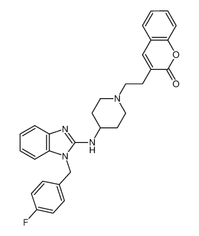 3-[2-[4-[[1-[(4-fluorophenyl)methyl]-1H-benzimidazol-2-yl]amino]-1-piperidinyl]ethyl]-2H-1-benzopyran-2-one_99780-07-1