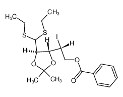 5-O-Benzoyl-4-desoxy-4-iod-2,3-O-isopropyliden-D-xylose-diaethyldithioacetal_99785-24-7