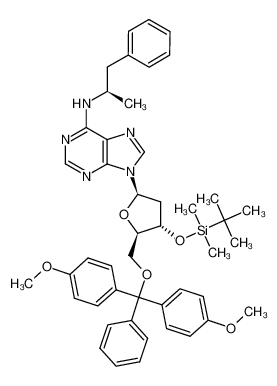 {9-[(2R,4S,5R)-5-[Bis-(4-methoxy-phenyl)-phenyl-methoxymethyl]-4-(tert-butyl-dimethyl-silanyloxy)-tetrahydro-furan-2-yl]-9H-purin-6-yl}-((R)-1-methyl-2-phenyl-ethyl)-amine_99798-06-8