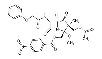 2β-(acetoxymethyl)-2α-methyl-3α-methoxy-3β-(((p-nitrobenzoyl)oxy)methyl)-6β-(phenoxyacetamido)penam (R)-sulfoxide_99809-81-1