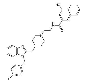N-[2-[4-[[1-[(4-fluorophenyl)methyl]-1H-benzimidazol-2-yl]methyl]-1-piperidinyl]ethyl]-4-hydroxy-2-quinolinecarboxamide_99962-56-8