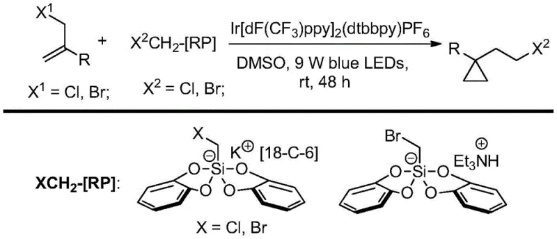 Specific reaction conditions and reagent structures for the iridium-catalyzed cyclopropanation process