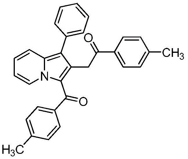 Chemical structure of 2-(3-(4-methylphenyl)-1-phenylindolizine)-1-(4-methylphenyl)ethanone product