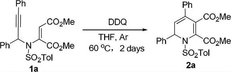 Cyclization of 3-aza-1,5-enyne to 1,2-dihydropyridine using DDQ catalyst