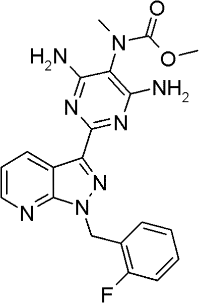 Chemical structure of Riociguat showing the core pyrazolo-pyridine scaffold