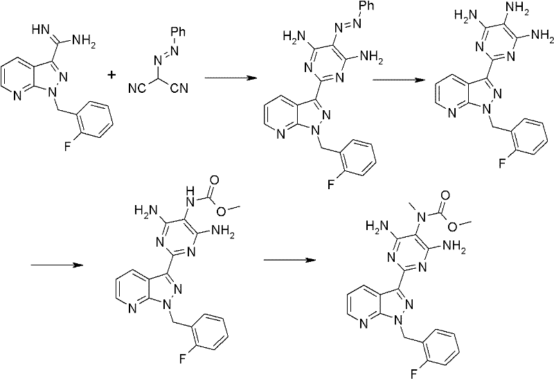Prior art synthesis route showing low yields and complex purification steps