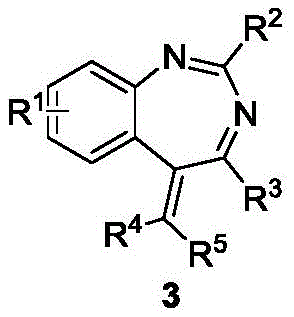 General structural formula of the synthesized 1,3-benzodiazepine compounds with variable substituents