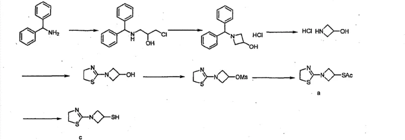 Prior art synthetic route using benzhydrylamine leading to oily product issues