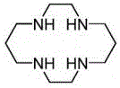 Chemical structure of 1,4,8,11-tetraazacyclotetradecane showing the 14-membered macrocyclic ring with four nitrogen atoms