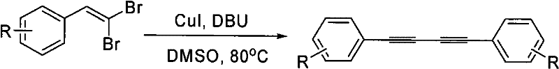 General reaction scheme for the synthesis of 1,4-diaryl-1,3-butadiyne using CuI and DBU in DMSO