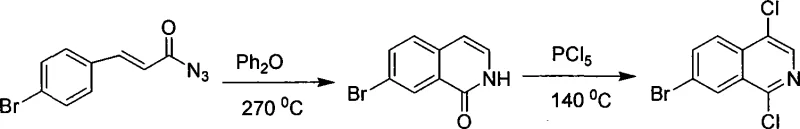 Conventional synthesis route using PCl5 showing high temperature and toxic reagents