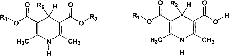 General reaction scheme for resin-catalyzed synthesis of 1,4-dihydropyridine derivatives showing Formula I, II, and III