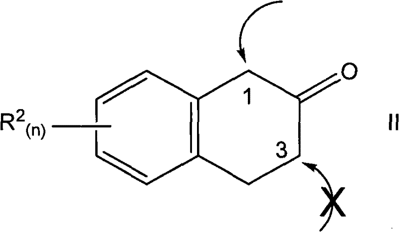 Diagram illustrating the high regioselectivity for the 1-position over the 3-position in 2-tetralone substitution