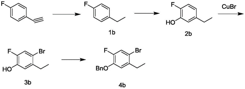 Alternative prior art route starting from p-fluoroacetylene with reduction challenges