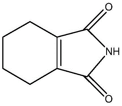 Molecular structure of 1-cyclohexene-1,2-dicarboximide showing the cyclohexene ring fused to the imide group