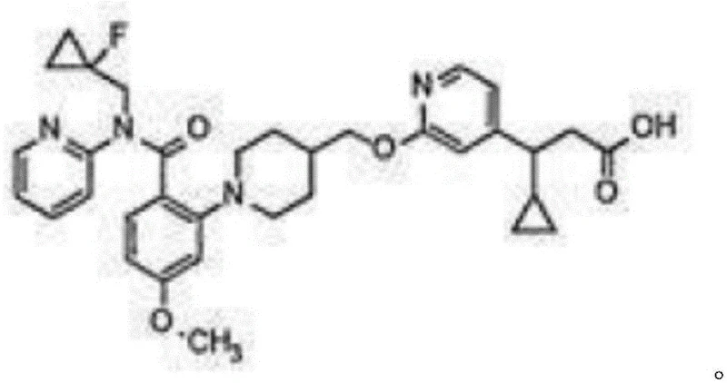 Chemical structure of a GPR40 agonist containing the (1-fluorocyclopropyl)methylamine moiety